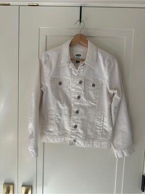Old Navy White Stretch Denim Jacket Size S